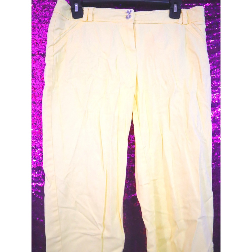 Yellow Straight Leg Pants Size 4 Sharagano Womens Butter Yellow Cotton Trousers
